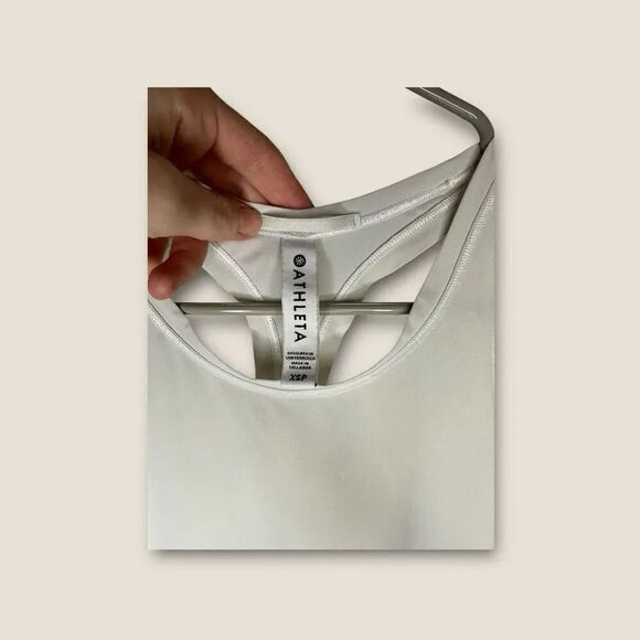 Athleta White Racerback Tank Size Small Petite - Picture 4 of 5